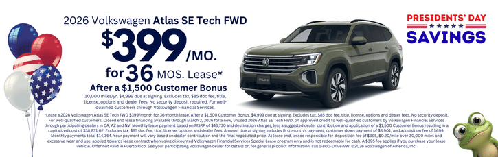 2026 Volkswagen Atlas Lease Special