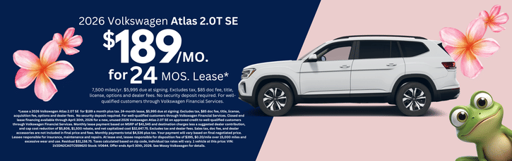 Lease 2026 VW Atlas 2.0T SE $189