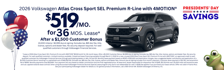Lease Special - 2026 VW Atlas Cross Sport