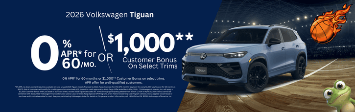 New 2026 VW Tiguan Finance Special 0% APR Special or $1,000 Bonus