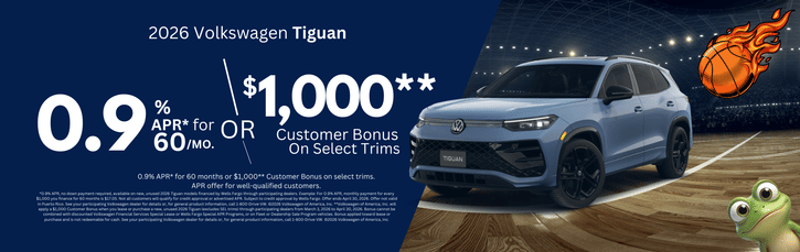 New 2026 VW Tiguan Finance Special 0.90% APR Special or $1,000 Bonus