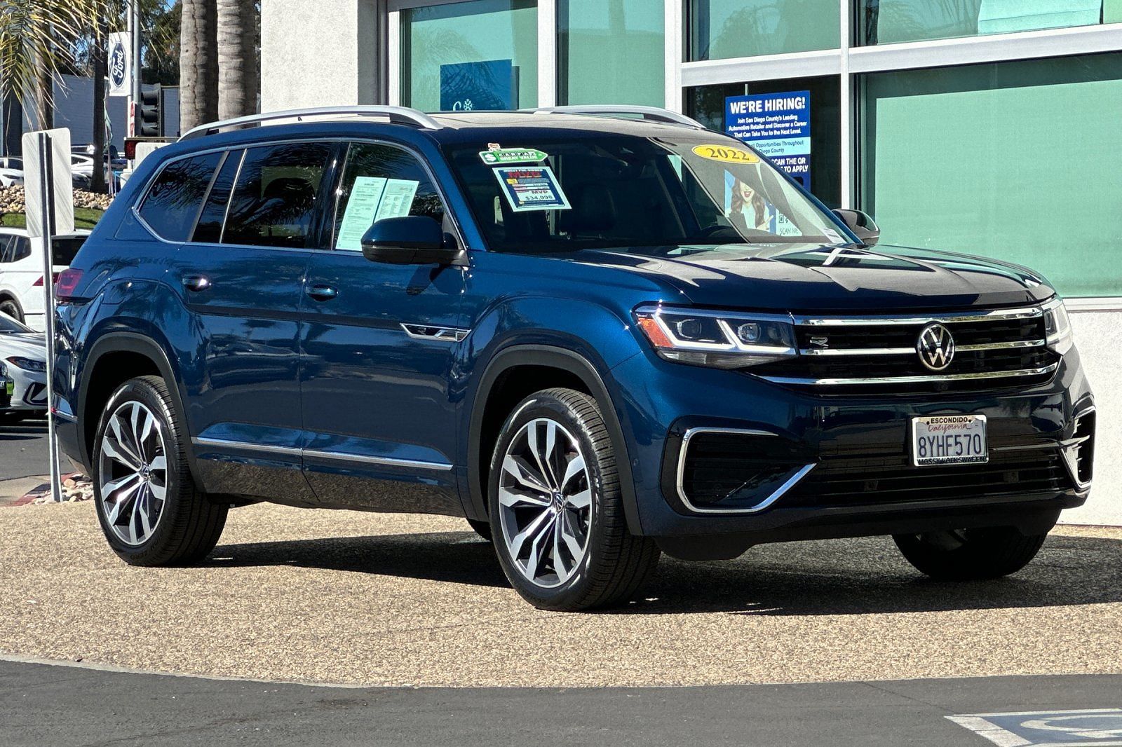 Used 2022 Volkswagen Atlas SEL Premium R-Line with VIN 1V2FR2CA0NC500874 for sale in Escondido, CA