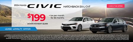 2024 Civic Hatchback Lease Special $199
