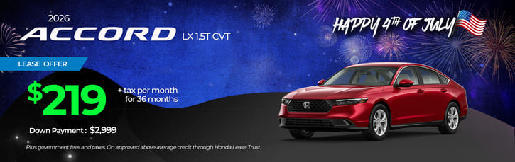 Lease Loyalty/Conquest 2025 Honda Accord LX $219