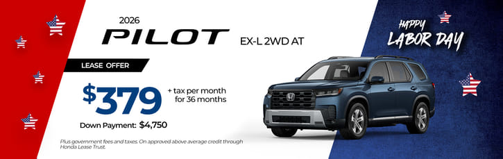 Lease 2026 Honda Pilot EX-L $379