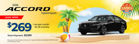 Lease 2026 Honda Accord Hybrid Sport $269