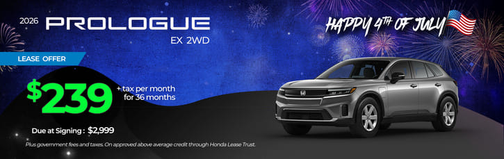 Lease Loyalty/Conquest 2026 Honda Prologue EX $239