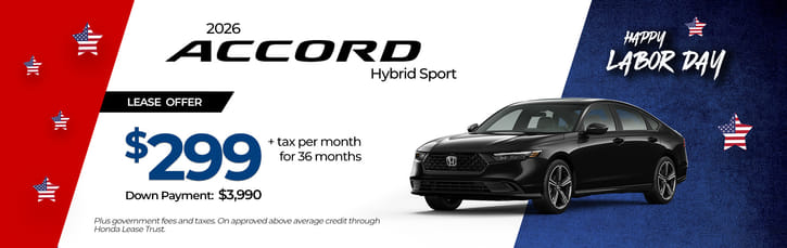 Lease 2026 Honda Accord Hybrid Sport $299