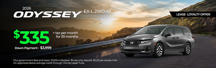 Lease Loyalty 2026 Honda Odyssey EX-L $335