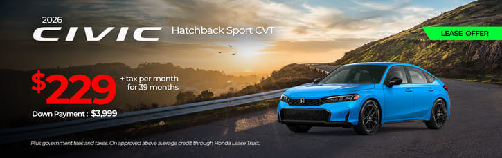 Lease 2026 Honda Civic Hatchback Sport $229