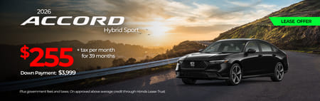 Lease 2026 Honda Accord Hybrid Sport $255
