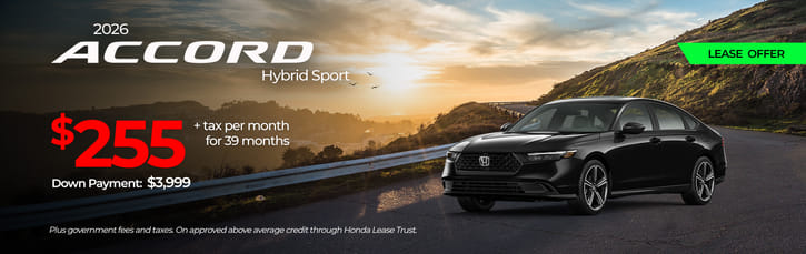 Lease 2026 Honda Accord Hybrid Sport $255