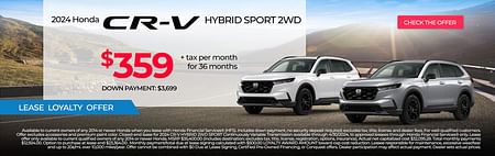 2024 Honda CR-V Hybrid Sport Lease Special for $359p/mo + tax