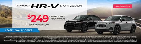 2024 HR-V LX FWD Lease Special $249 +tax a month	