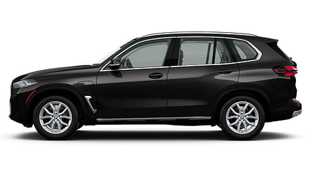  Driver side view of a black BMW X5 on a white background.