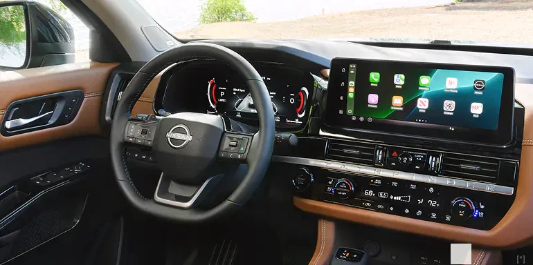 2026 Nissan Pathfinder Advanced Drive-Assist display screen showing Bluetooth Audio information.