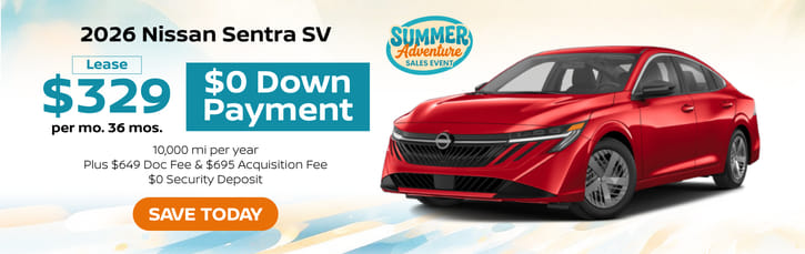 Lease 2026 Nissan Sentra SV $329