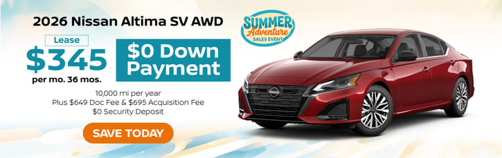 Lease 2026 Nissan Altima SV $345