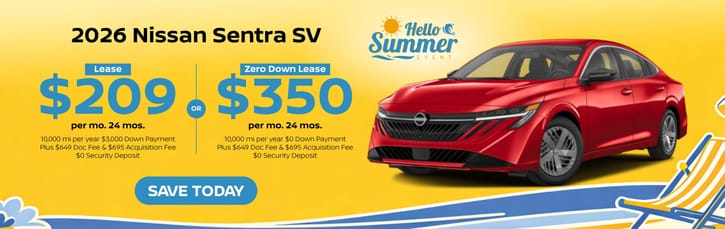 Lease 2026 Nissan Sentra SV $209