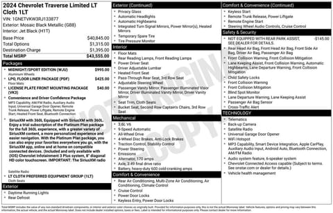 1 image of 2024 Chevrolet Traverse Limited LT Cloth