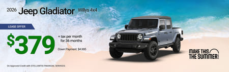 Lease 2026 Jeep Gladiator Willys $379