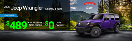 Arrendamiento del Jeep Wrangler Sport de 4 puertas modelo 2026