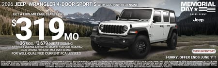 Lease 2026 Jeep Wrangler Sport-S $319