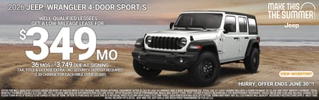 Lease 2026 Jeep Wrangler Sport-S $349
