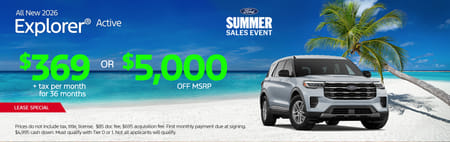 Lease 2026 Ford Explorer Active $369