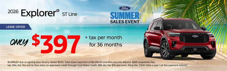 Lease 2026 Ford Explorer ST-Line $397
