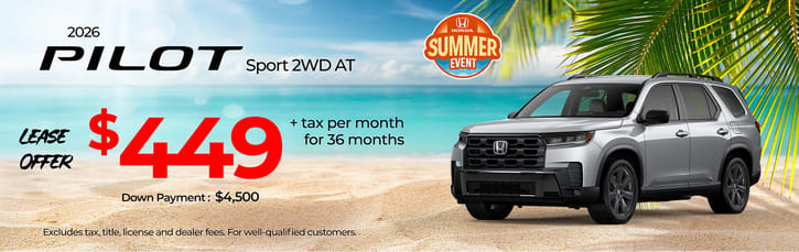 Lease 2026 Honda Pilot Sport $449