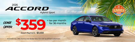 Lease 2026 Honda Accord Hybrid Sport $359