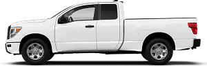 Left side of a white 2023 Nissan Titan