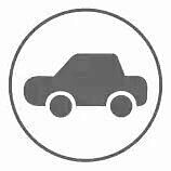A gray icon of a car in a circle