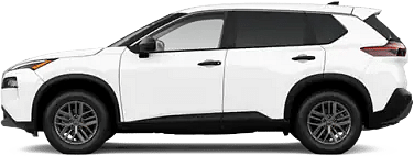 Left side of a white 2023 Nissan Rogue