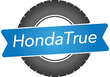 HondaTrue logo - a dark tire with blue label and white text