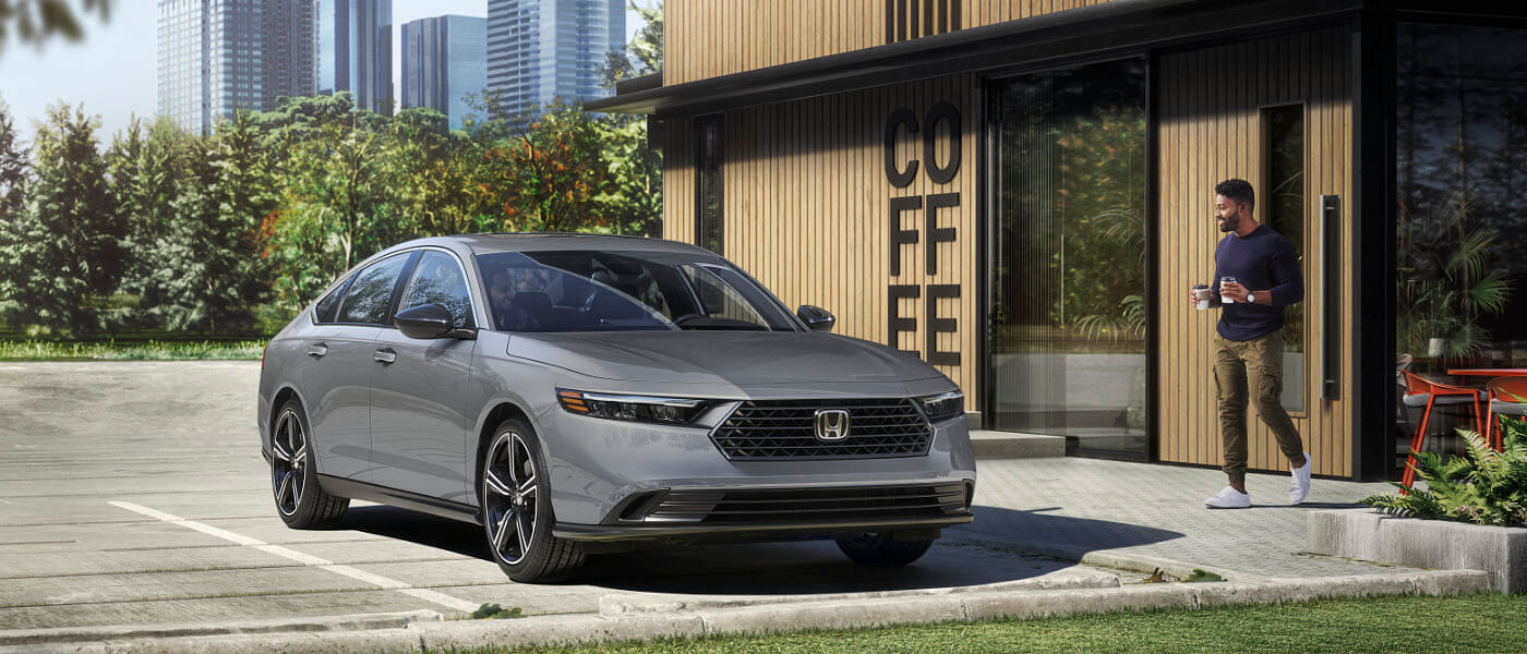 2025 Honda Accord parked outside a coffee shop