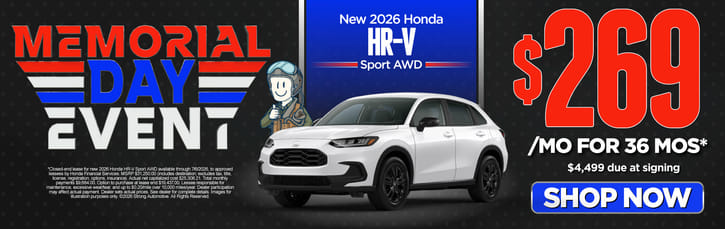 New 2026 Honda HR-V Sport AWD	"$269/mo for 36 mos* $4,499 due at signing "