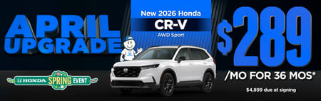 New 2026 Honda CR-V AWD Sport	"$289/mo for 36 mos* $4,899 due at signing "