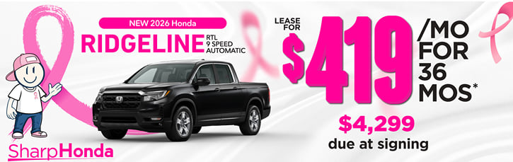 Lease 2026 Honda Ridgeline RTL $419