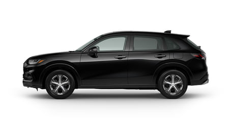 Driver side view of a black HR-V on a white background.