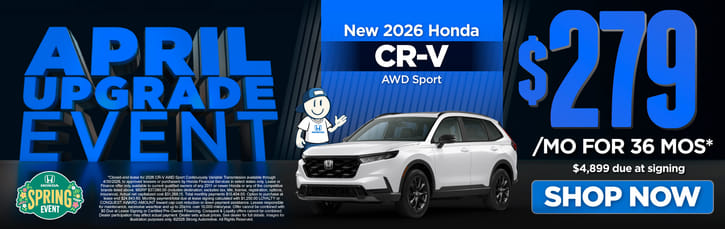 New 2026 Honda CR-V AWD Sport	"$279/mo for 36 mos* $4,899 due at signing "