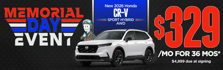 New 2026 Honda CR-V Sport Hybrid AWD "$329/mo for 36 mos* $4,899 due at signing"