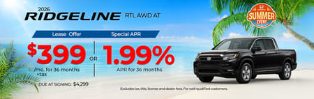 New 2026 Honda Ridgeline RTL Finance Special