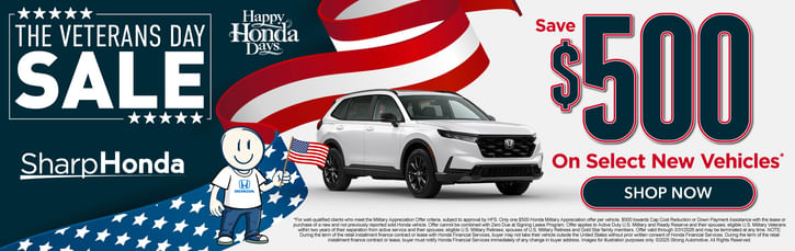 The Veteran's Day Sale Save $500 on select New Vehicles*
