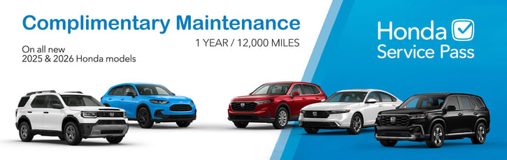 The Honda service pass is presented, featuring the logo and key details regarding vehicle servicing and maintenance.