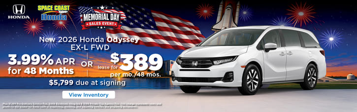 Lease 2026 Honda Odyssey EX-L $389