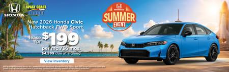 Lease 2026 Honda Civic Hatchback Sport $199