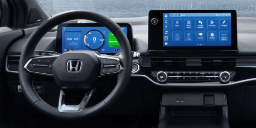 2026 Honda Prologue Elite interior, featuring two screens operating simultaneously.