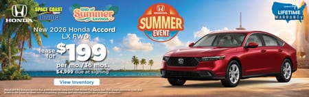 Lease 2026 Honda Accord LX $199